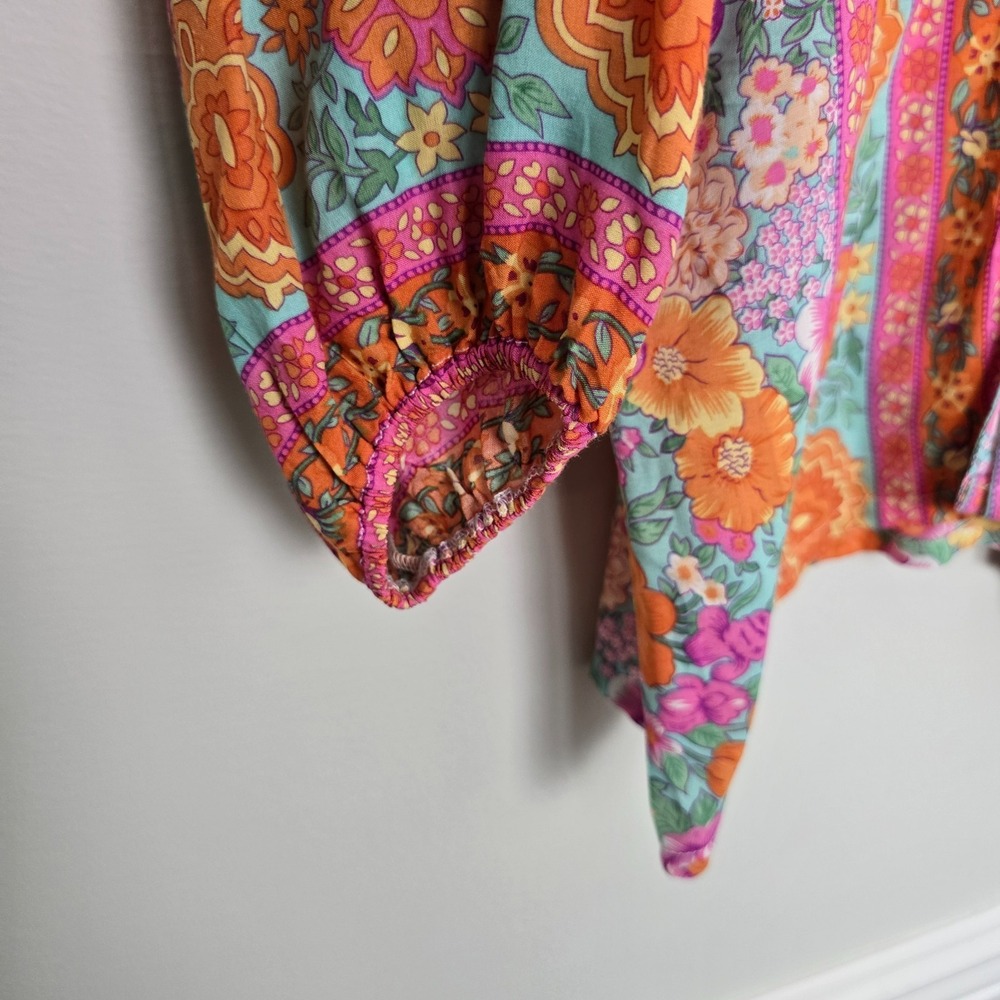 Walker & Wade Women Sonia Top Julep Floral Tassel Tunic Blouse Small Summer Boho - Picture 6 of 10